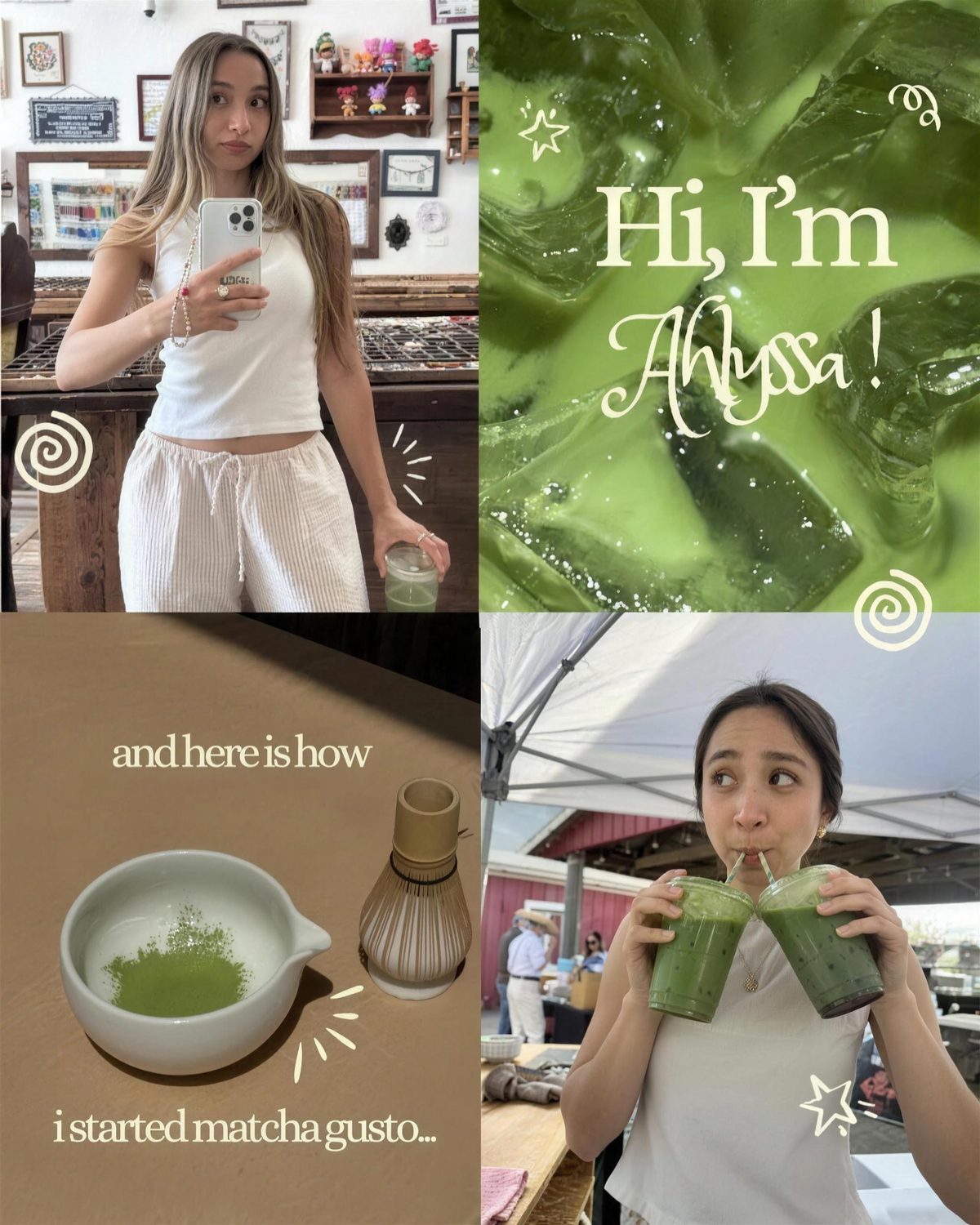 Ahlyssa, founder of Matcha Gusto, with a bowl of matcha and a whisk